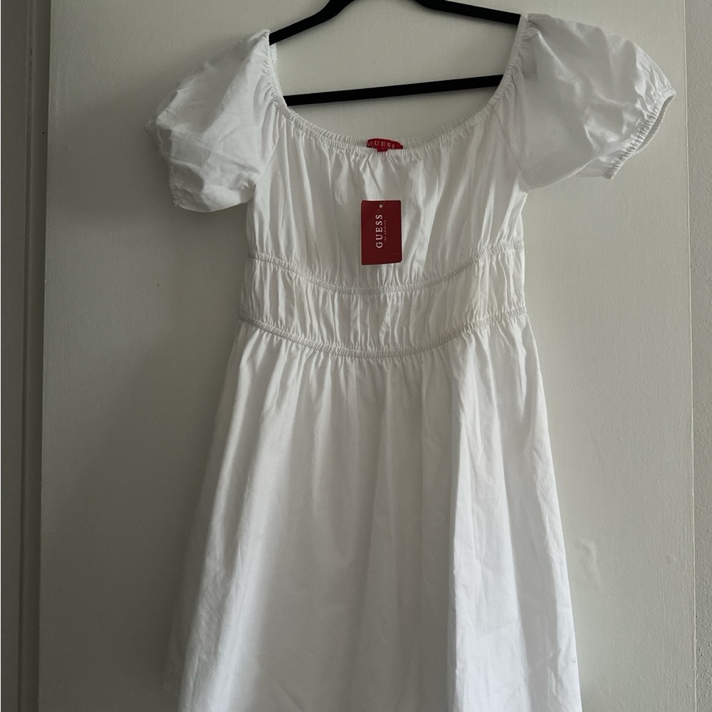 Guess White Puff Sleeve Dress